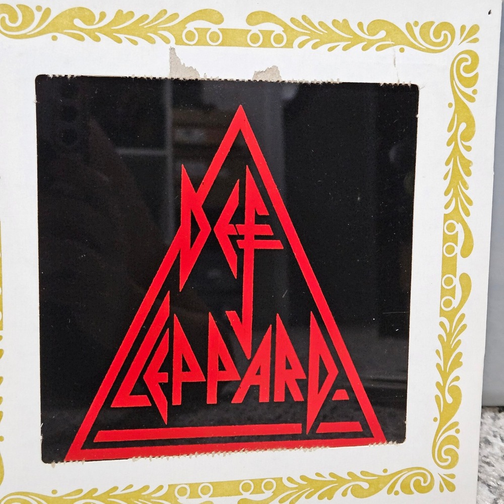 Vintage 80s Carnival Prize Def Leppard Mirror 6x6 Black Red Triangle Logo Rock